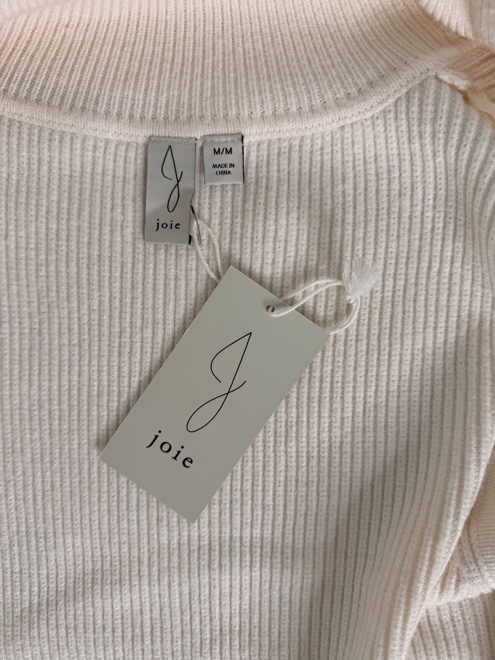 Joie Cream Ribbed Zip Front Sleeveless Sweater Vest M - Picture 9 of 13